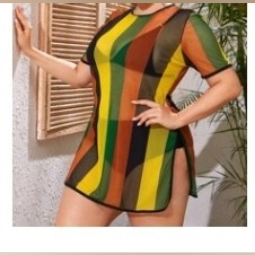 Plus Size Colorful Cover Up